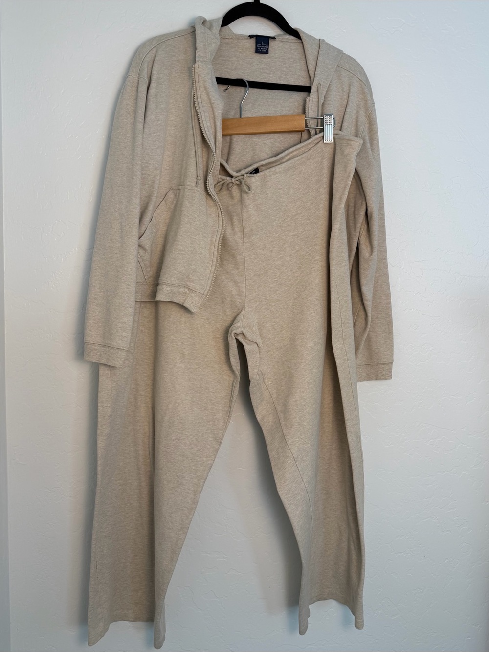 The Limited 2 piece set women's Large Loungewear Heather beige cropped Hooded